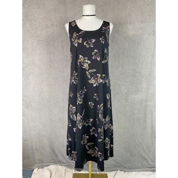 Vintage Kisses & Hugs Womens Y2K Whimsigoth Midi Dress Size M Dark Floral Grunge - Picture 2 of 10